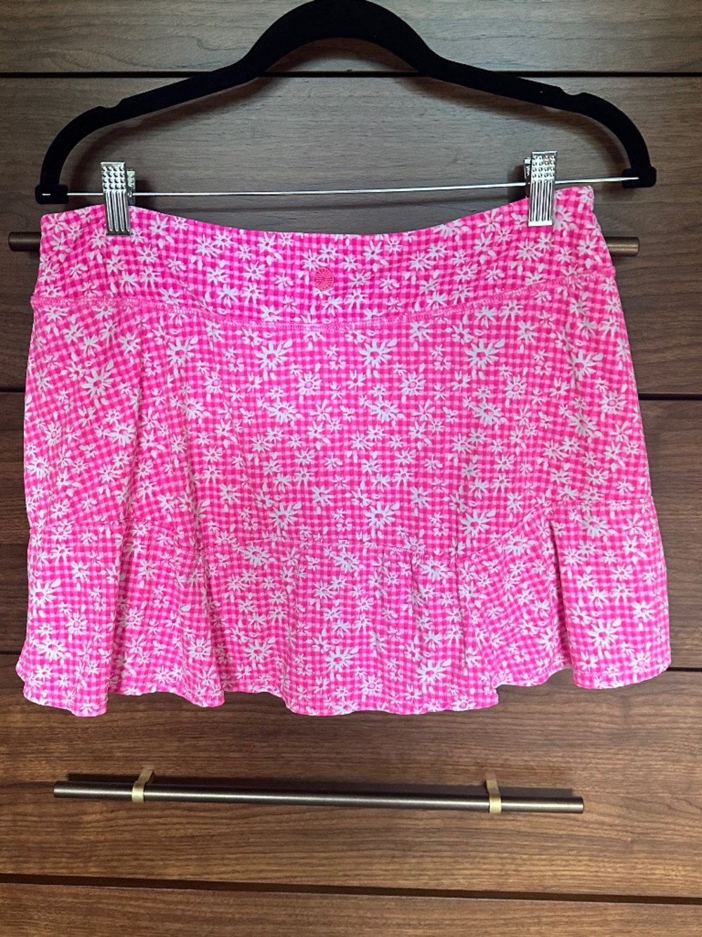 LILLY PULITZER Aura Pink check you out CORRINE skort luxletic UPF 50 Size L. - Picture 5 of 7